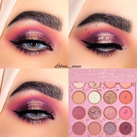 Colourpop featuring @lobna_mua Colour Pop Makeup, Crazy Eyeshadow, Colourpop Eyeshadow Palette, Pink Eyeshadow Look, Sparkly Makeup, Colourpop Eyeshadow, Makeup News, Magical Makeup, Madly Deeply