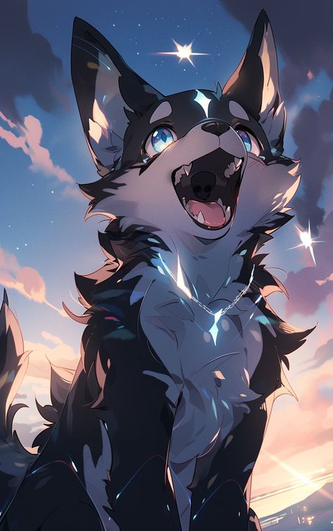 Cute Drawings Of Dogs, Cute Wolf Wallpaper, Wolf Anime Art, Anime Wolf Art, Cute Wolf Art, How To Draw Wolf, Cute Kawaii Wallpapers, Kawaii Wolf, Drawing Wolf