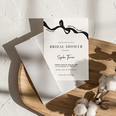 Introducing our Bow & Ribbon Bridal Shower Invitation! This unique and chic template features a delicate bow and ribbon design, perfect for adding a touch of elegance and charm to your celebration. Ideal for a Bridal Brunch, this editable and printable invite allows you to effortlessly customize details to match your event. With its stylish and sophisticated vibe, it's the perfect way to announce your special day in a memorable fashion. Click on this link for more magic: https://www.etsy.com/sho Bow Invitation, Hens Party Invitations, Invite Card, Party Things, White Bridal Shower, Bow Ribbon, Bridal Brunch, Engagement Party Invitations, Ribbon Design