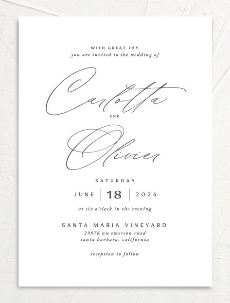 Elegant Invitation Design, Wedding Invitations Elegant Simple, Wedding Invitation Fonts, Minimal Wedding Invitation, Grey Wedding Invitations, Elegant Modern Wedding, Classic Wedding Invitations, Simple Invitation, Rehearsal Dinner Invitations