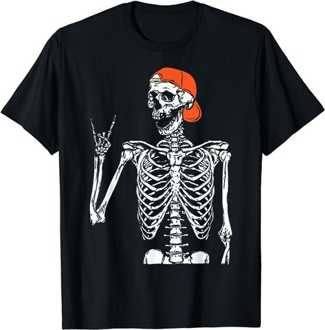 Rocker Skeleton Hand Rock On Costume Funny Halloween Gifts T-Shirt Rock Costume, Pajama Outfit, Last Minute Costumes, Skeleton Hand, Halloween Shirts, Rock On, Men Boys, Funny Halloween, Shirts For Men