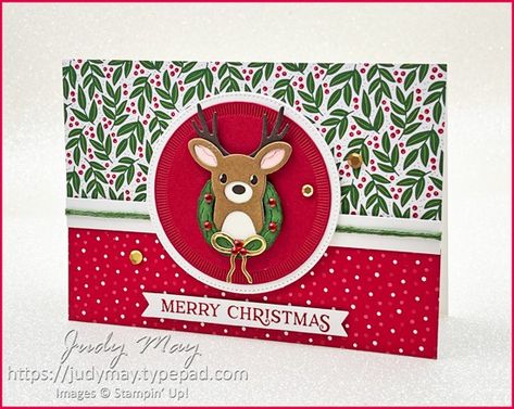 Stampin' Up! Reindeer Fun Bundle | Judy May, Just Judy Designs New Years Stampin Up Cards, Stampin Up Reindeer Days Cards, Stampin Up Reindeer Days, Reindeer Days Stampin Up Cards, Stampin Up Reindeer Fun, Reindeer Fun Stampin Up Cards, Stampin Up Reindeer, Small Patterns, Card Sketches Templates