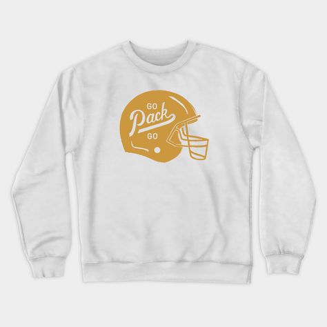 Gold Long Sleeve Sweatshirt For Fall, Gold Crew Neck Sweatshirt For Fall, Gold Crew Neck T-shirt For Fall, Fall Crew Sweatshirt For Fan Merchandise, Packers Sweatshirt, Go Pack Go, White Outfit, Graphic Crewneck Sweatshirt, Graphic Crewneck