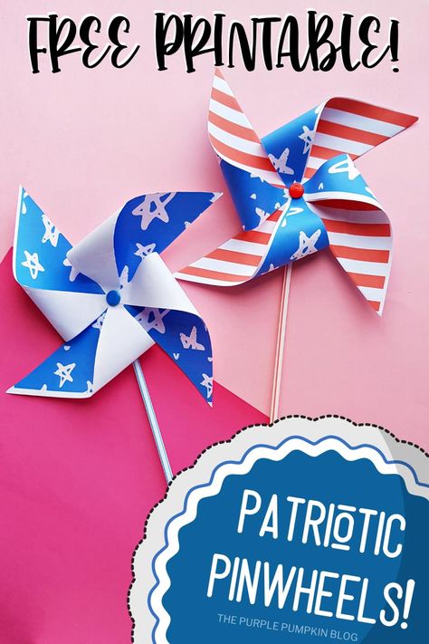 Fourth Of July Pinwheels, 4th Of July Pinwheels, Pinwheel Template, Fourth Of July Games, Patriotic Patterns, Pinwheel Craft, Patriotic Picnic, Kids Gratitude Journal, Paper Pinwheels