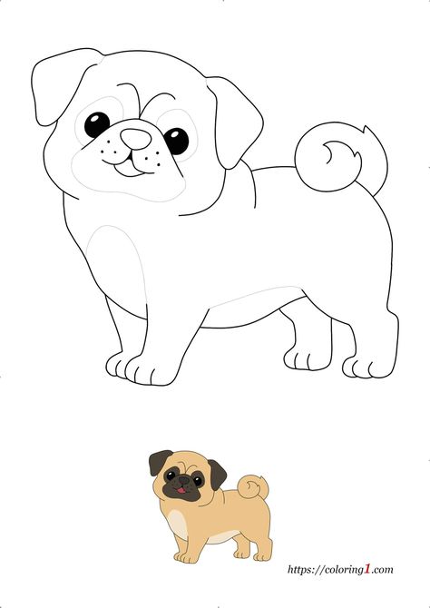 Pug Coloring Pages Free Printable, Pug Coloring Page, Pug Kawaii, Dogs Coloring Pages, Canadian Symbols, Pug Dog Puppy, Dog Coloring Book, New Year Coloring Pages, Free Printable Coloring Sheets