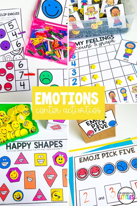 Preschool and Pre-K Emtion Themed Centers and Activities pack. Have fun with these themed math and literacy centers, hands-on ideas, and just print printables. These emotion themed activities are perfect to use at home or in the classroom. Feeling Math Activities, Feelings And Emotions Math Activities, Emotions Math Preschool, Feelings Math Activities Preschool, Emotions Art Activities Preschool, Emotion Math Activities Preschool, Feelings Curriculum For Preschool, Feelings And Emotion Activities For Preschool, Emotional Literacy Activities Preschool