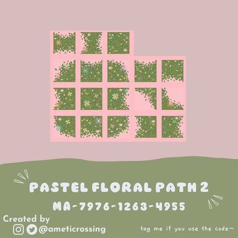 Floral Paths Animal Crossing, Grass Pattern Animal Crossing, Grass Code Animal Crossing, Floral Path Animal Crossing, Grass Path Anch, Grass Animal Crossing Code, Acnh Papers On The Ground, Grass Path Acnh Code, Animal Crossing Grass Design