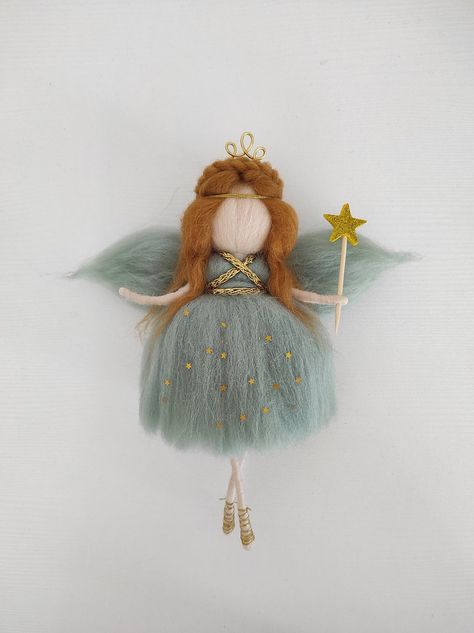 Needle Felt Fairy Curtain Decor Waldorf Inspired Nursery Decor Wool Figures - Etsy UK Felted Fairy, Felt Fairy, Fairy Crafts, Waldorf Inspired, Needle Felt, Curtain Decor, Glass Crafts, Needle Felting, Nursery Decor