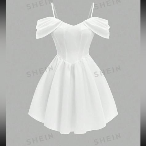 Brand New Never Been Worn / White Off Shoulder Spaghetti Strap Corset Top Short Dress With Zipper / Size 8/10 Dresses For Hoco Short, Off White Dama Dresses, White Short Dresses Formal, Short Puffy Corset Dress, Off Shoulder Dress With Straps, White Poofy Dress Short, White Short Formal Dress, Simple White Mini Dress, White Dress Medium Length