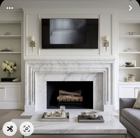 Fireplace Ideas With Tv Above, Fireplace And Bookshelves, Electric Fireplace Ideas With Tv, Fireplace Ideas With Tv, Tv Camino, Wall Units With Fireplace, Electric Fireplace Ideas, Fireplace Accent Walls, Mantel Styling