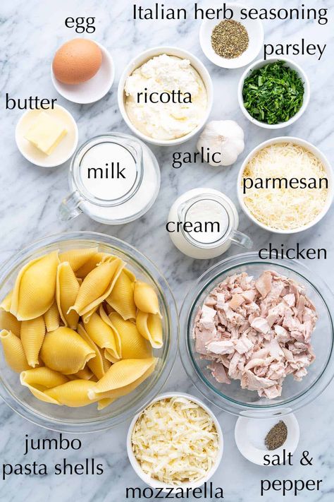 chicken alfredo stuffed shells ingredients Chicken Alfredo Jumbo Stuffed Shells, Stuffed Shells Alfredo Chicken, Million Dollar Chicken Alfredo Stuffed Shells, Alfredo Shells Stuffed, Chicken Spinach Stuffed Shells, Jumbo Shells Recipe Chicken, Creamy Chicken Stuffed Shells, Stuffed Shells Chicken Alfredo, Chicken Stuffed Shells Recipe