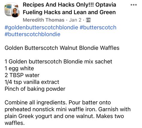 Optavia Butterscotch Blondie, Optavia Golden Butterscotch Blondie Mix Hack, Optavia Butterscotch Blondie Hack, Meal Hacks, Optavia Hacks, Fueling Hacks, Caramel Blondie, Butterscotch Blondies, Optavia Recipes