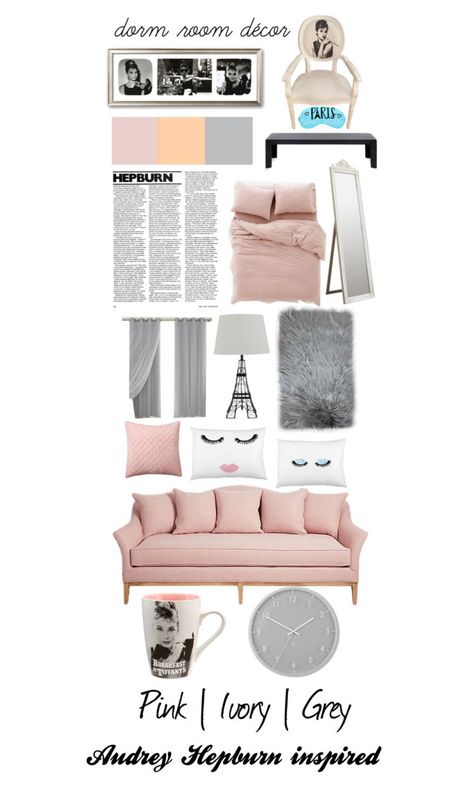 Audrey Hepburn Home Decor, Audrey Hepburn Bedroom Aesthetic, Audrey Hepburn Room Decor, Audrey Hepburn Bedroom, Audrey Hepburn Room, Girls Apartment, Parisian Bedroom, Audrey Hepburn Inspired, Dorm Room Styles