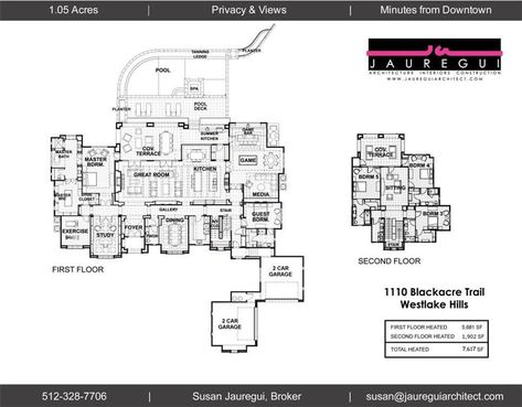 1110 Blackacre Trl, West Lake Hills, TX 78746 Architect Floor Plan, Jauregui Architects, Deck Bar, Luxury Floor Plans, Mansion Floor Plan, Houses Plans, Mega Mansions, Austin Homes, Luxury House Plans