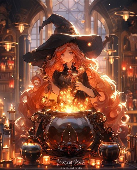 Autumn Witch Art, Witch Oc Character Inspiration, Cute Witch Art, Animated Witch, Autumn Witch, Witch Pictures, Fantasy Witch, Anime Halloween, Witchy Crafts