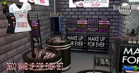 2124 Sims 4 Makeup Store Cc, Sims 4 Decor Cc, Ts4 Clutter, Sims 4 Decor, Sims 4 Cc Decor, Sims 4 Makeup, Sims Finds, Makeup Shelves, Make Up Forever