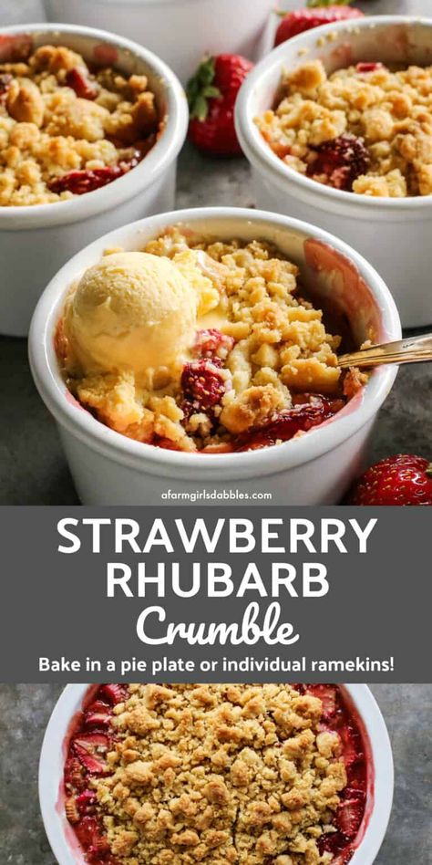 Humble Crumble Recipe, Rhubarb Crumble Recipes, Rhubarb Recipes Crisp, Strawberry Rhubarb Crumble, Fruit Desserts Easy, Strawberry Rhubarb Crisp, Rhubarb Desserts, Rhubarb Crisp, Rhubarb Crumble