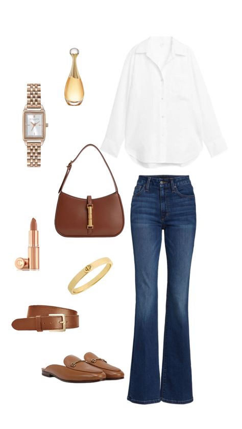 Flare Jeans Outfit, Outfit Hijab, Jeans Outfit, White Shirt, Flare Jeans, White