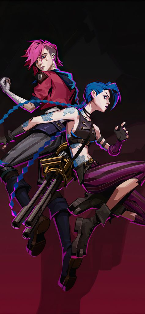 Jinx And Vi, Jinx Wallpaper, League Of Legends Jhin, Arcane Wallpaper, League Of Legends Poster, Games Wallpaper, Harry Potter Art Drawings, Vi League Of Legends, Cartoon Video Games