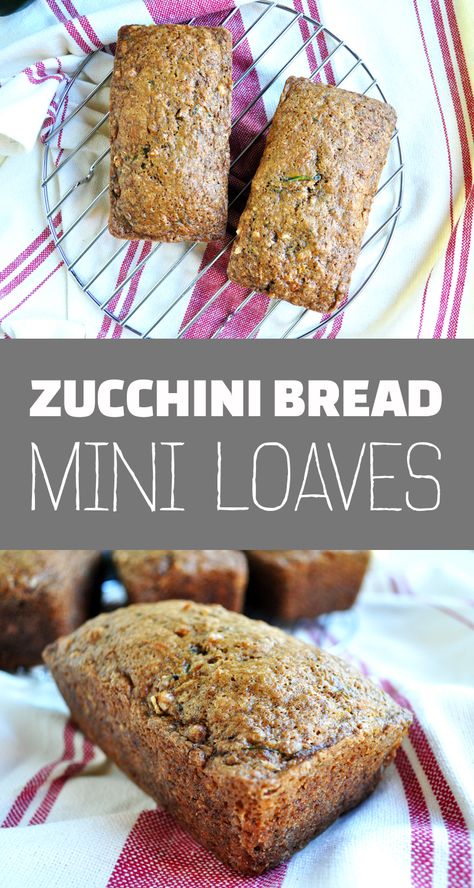 Zucchini Bread Mini Loaves: A great way to use up your extra zucchini! #vegan #plantbased #bread #dessert Mini Loaf Zucchini Bread Recipe, Mini Zucchini Bread, Zucchini Loaves, Dessert Bread Recipes, Extra Zucchini, Mini Loafs, Mini Breads, Zucchini Vegan, Morning Snacks