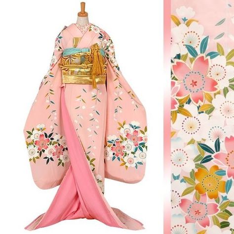 Pink Yukata, Weeping Cherry Tree, Weeping Cherry, Japanese Traditional Clothing, Cute Kimonos, Japanese Costume, Modern Kimono, Kimono Japan, Traditional Japanese Kimono