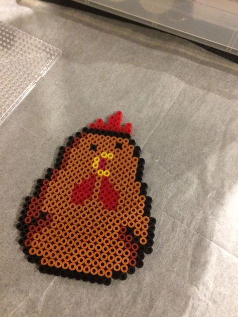 Hama bead chicken magnet Chicken Hama Beads, Chicken Magnet, Hama Bead, Cute Animal Drawings Kawaii, Bead Ideas, Chicken Legs, Chicken Nuggets, Perler Bead, Cute Animal Drawings