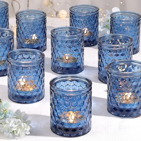 Amazon.com: 12pcs Blue Votive Candle Holders, Tea Light Candle Holders for Wedding Table Centerpiece, Glass Votive Candle Holders for Wedding Shower, Party, Independence Day Table Centerpiece : Home & Kitchen Light Blue Candles Wedding, Votives Wedding, Blue Water Goblets Wedding, Blue Votive Candle Holders, Wedding Votives, Plastic Blue Goblets, Clear And Blue Glassware Candlesticks, Centerpiece Home, Tea Light Candle Holders