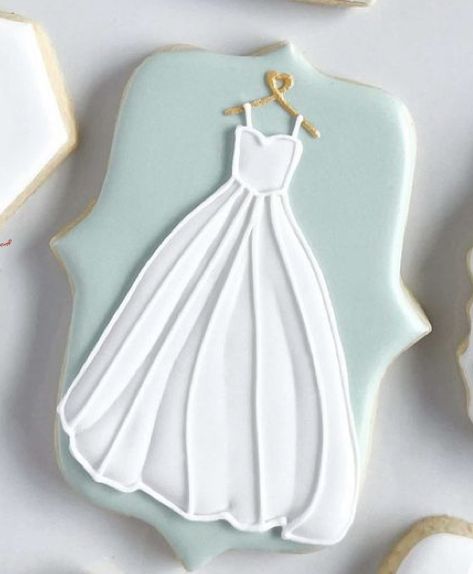 Wedding Dress Shopping Cookies, Wedding Cookies Decorated, Dress Cookies, Wedding Dress Cookies, Wedding Shower Cookies, Cookie Recipes Decorating, Wedding Shower Cakes, Engagement Cookies, Bridal Cookies