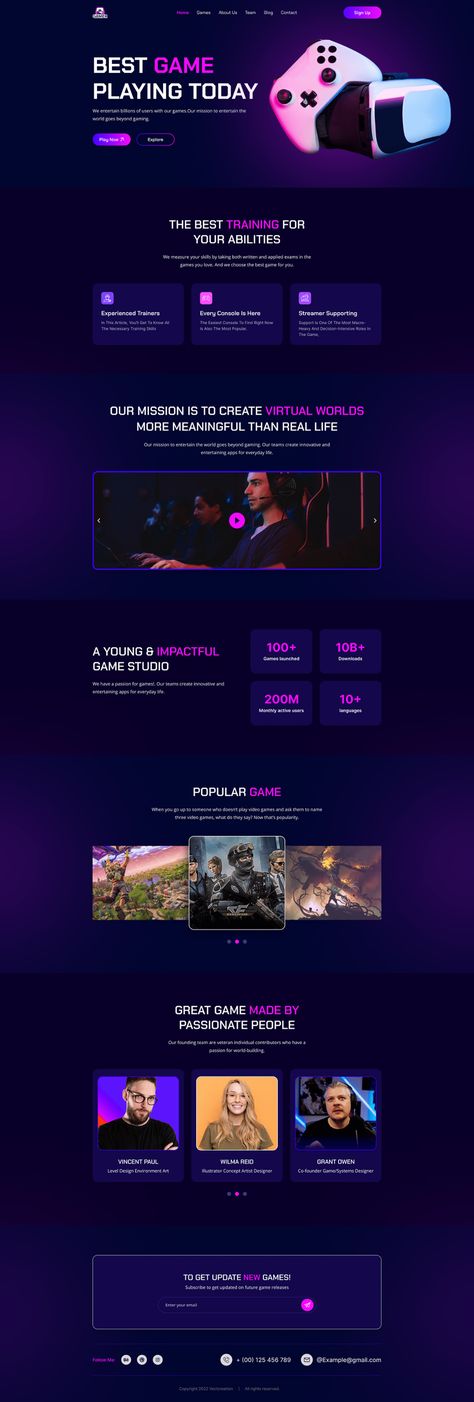 Game Playing Platform Website Landing Page on Behance Gaming Landing Page, Game Website Design, Gamer Website, Game Landing Page, Figma Website, Mobile Landing Page, Landing Ideas, Gaming Website, Ui Ux Website