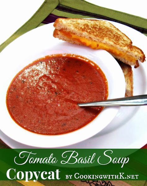 Copycat Tomato Basil Soup, Blender Muffin, Meatless Soup, Basil Soup Recipe, Basil Soup, Homemade Soup Recipe, Tomato Basil Soup, Pepper Salt, Crock Pot Soup