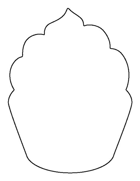 Cupcake pattern. Use the printable outline for crafts, creating stencils, scrapbooking, and more. Free PDF template to download and print at http://patternuniverse.com/download/cupcake-pattern/ Cupcake Outline Templates, Cupcake Pattern Printable, Printable Cookie Templates, Cake Templates Printable, Cupcake Template Free Printable, Cupcake Outline, Cupcake Stencil, Cupcake Printable, Cupcake Craft