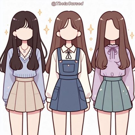 Female Clothes Drawing Reference, Anime Clothes Reference Outfit Ideas, Cartoon Outfits Ideas, Aesthetic Clothes Drawing, Outfit Ideas Art, Chibi Clothes, Sejarah Asia, Cute Easy Doodles, Cute Sketches