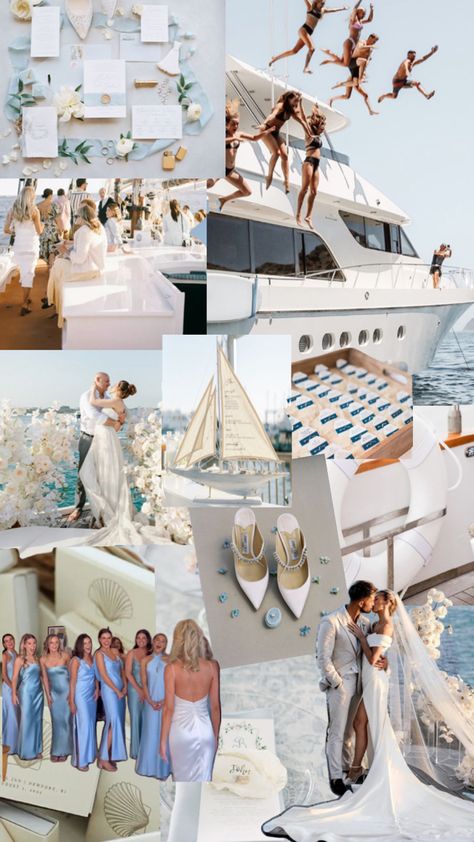 Yacht Wedding idea Yacht Wedding Decor, Boat Wedding Decorations, Yacht Wedding Ideas, Wedding Yacht, Sailboat Wedding, Wedding Dress Illustrations, Bahamas Wedding, Yacht Wedding, Boat Wedding