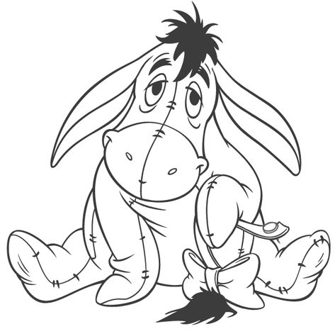 Step 10 : Drawing Eeyore from Winnie the Pooh Easy Steps Lesson Inkscape Tutorials, Cute Disney Characters, Cartoon Drawings Disney, Disney Cartoon Characters, Cute Winnie The Pooh, Images Disney, Stencils Printables, Pooh Baby, Disney Colors