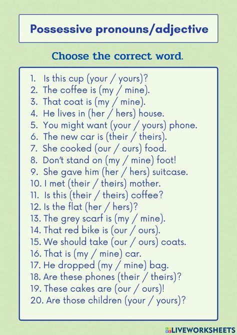 Possesive Pronounce Worksheets, Possessive Adjectives Worksheets Grammar, Adjective Pronouns Worksheet, Possessive S Worksheet, Posessive Pronouns, Possessive Adjectives Worksheets, Possessive Pronouns Activities, Possessive Adjectives And Pronouns, Possessive Pronouns Worksheet