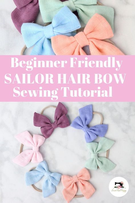 Make adorable hair bows for Easter with this free sewing pattern and step-by-step tutorial. Choose from 4 different sizes from baby to big girl. This is the perfect project for a beginner! Bow Sewing, Sewing Patterns For Beginners, Diy Bebe, Sew Ins, Trendy Sewing, Beginner Sewing Projects Easy, Sew Easy, Baby Diy, Diy Hair Bows