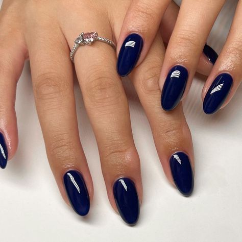 Italy Nails, Blue Gel Nails, Navy Nails, Blue Acrylic Nails, Casual Nails, Simple Acrylic Nails, Classy Acrylic Nails, Almond Acrylic Nails, Nails 2024