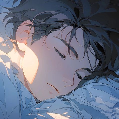 Internet Love Aesthetic, Anime Guy Sleeping, Night Bed, Sleeping Boy, Bf Love, Art Night, Soft Boy, Blue Anime, Face Reference