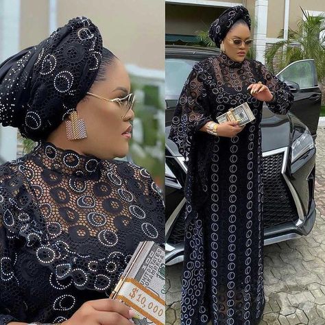 Lace Gown Styles 2021: Boubou/Kaftan Styles - Ladeey Bubu Lace Gown Styles Aso Ebi, Aline Lace Gown Nigeria, Free Lace Gowns For Women, Chantilly Lace Bubu Styles, Boubou Lace Gown Styles, Bubu Gowns Lace, Chiffon Bubu Gown Styles Nigeria, Latest Chiffon Bubu Gown Style, Latest Dry Lace Gown Styles