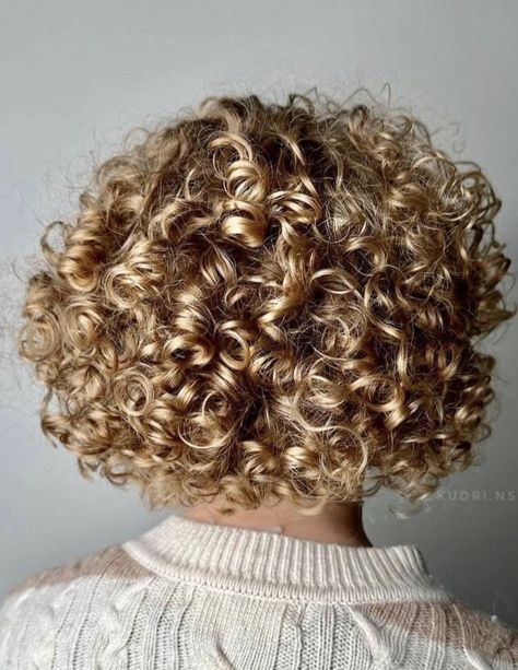 Spiral Perm Short Hair Curly Bob, Permanent Curls Short, Tight Curl Perm, Short Perms, Spiral Perm Short Hair, Curled Bob Hairstyle, Short Blonde Curly Hair, Permanent Curls, Short Perm