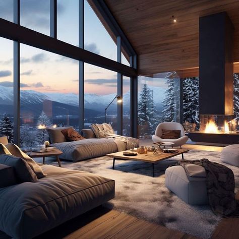 𝑯𝒐𝒎𝒆 𝑰𝒏𝒔𝒑𝒐🏡♥️💐🌷🌱 | Cozy and inviting🩶🕯️ | Facebook Mountain Homes Interiors, Alaskan Homes, Cozy Winter Cabin, Winter Chalet, Chalet Chic, Lights For Christmas, Window Architecture, Roof Damage, Frozen Pipes