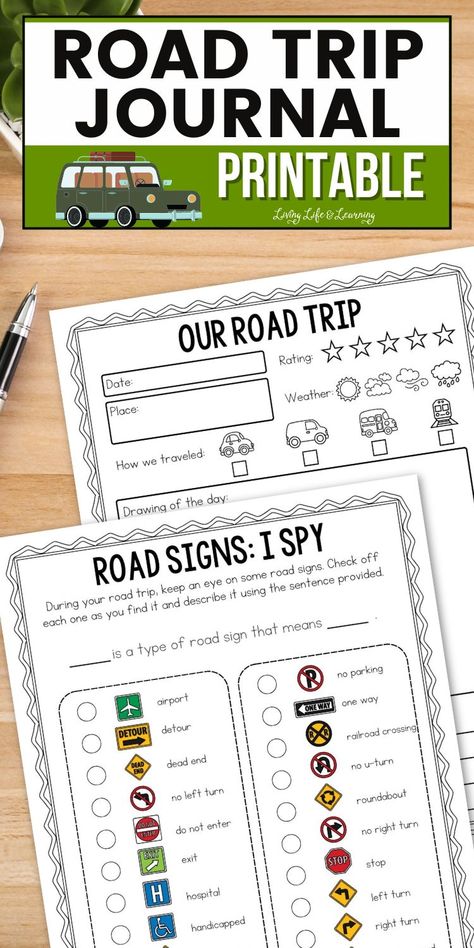 Planning a road trip? Make every moment memorable with this free Road Trip Journal Printable! Perfect for kids of all ages, this printable includes fun activities, travel logs, and memory-keeping pages. Download this homeschool resource now and start documenting your adventures today! Road Trip For Kids Activities, Road Trip Binder For Kids, Roadtrip Printables For Kids, Road Trip Activity Pages, Free Printable Road Trip Activities, Road Trip Printables For Kids Free, Kids Road Trip Activities, Road Trip Kids Activities, Free Road Trip Printables