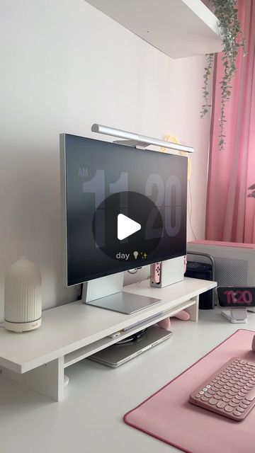 isioma ♡ on Instagram: "New desk addition ✨💗 #gifted 

@benq_lighting sent me their screenbar pro to try out & I love it!!

You can change the warmth and brightness of the screen bar and there’s an auto dim feature!

🔗 is on my story💗✨

#benq #monitorlightbar #desklight #lightingsetup #desksetup #deskdecor #deskgoals #deskinspiration #desklighting" Desk Goals, Desk Inspiration, Lighting Setups, Desk Light, Desk Setup, Send Me, Desk Decor, Bar Lighting, Screen