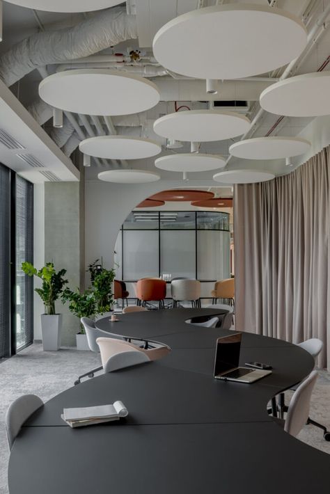 » Sanofi office by The Design Group Architect Office Interior Design Modern, Innovation Aesthetic, Technology Office Design, Innovative Aesthetic, Nature And Technology, High Desk, Styl Hampton, Acoustic Ceiling Panels, Work Cafe