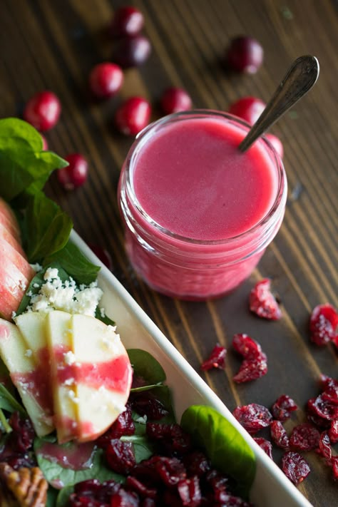 Cranberry Vinaigrette - Peas and Crayons Cranberry Dressing, Cranberry Vinaigrette Dressings, Blueberry Spinach Salad, Cranberry Spinach Salad, Cranberry Vinaigrette, Strawberry Feta, Vinaigrette Dressing Recipe, Vinaigrette Salad, Leftover Cranberry Sauce