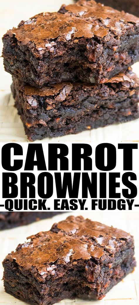 This easy CARROT BROWNIES recipe starts off with a box mix and requires simple ingredients. It’s super fudgy, loaded with chocolate and perfect for an Easter dessert at Easter parties. From cakewhiz.com #easter #easterrecipes #baking #dessert #dessertrecipes #chocolate #brownies #carrots #carrotcake Brownie Carrot Cake, Carrot Bars Recipe, Baking With Carrots, Carrot Desserts Recipes, Carrot Chocolate Cake, Chocolate Carrot Cake Recipe, Carrot Dessert Recipes, Carrot Brownies, Carrot Recipes Dessert