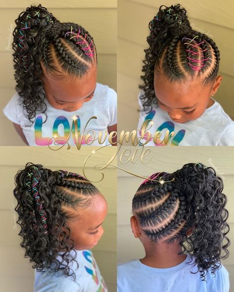 Back To School Braided Hairstyles, School Braided Hairstyles, Feed In Ponytail, Black Kids Braids Hairstyles, Braided Hairstyles For Kids, Lil Girl Hairstyles, Kid Braid Styles, Braids Hairstyles Pictures, Girls Natural Hairstyles