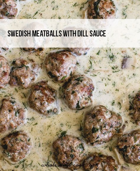 Ikea style meatballs in dill sauce Dill Gravy, Dill Cream Sauce, Swedish Meatballs Crockpot, Swedish Cuisine, Ikea Style, Lemon Dill Sauce, Dill Recipes, Creamy Dill Sauce, Meatball Sauce