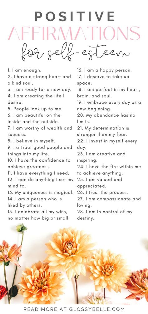 A negative view of yourself can be damaging to your self-esteem and lead to low self-worth. Practice these 50 positive affirmations for confidence and self-esteem for more body positivity and improve your overall well-being. | affirmations for self love and confidence | daily self-love affirmations | affirmations for self-worth | morning affirmations for confidence | affirmations for confidence and success | affirmations to boost confidence and self-esteem #selfesteem #selfconfidence #confidence Affirmations To Be Prettier, Self Talk Affirmations, Self Esteem Affirmations, Affirmations For Confidence, Emergency Numbers, Night Routines, Confidence Affirmations, Healing Journaling, Wellness Habits