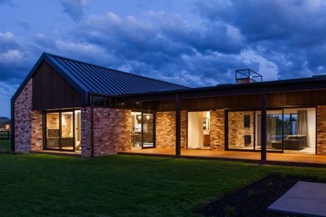 Christchurch Recycled Brick Home Takes Rubble to Ritz Brick Farmhouse, Show Homes, Urban Homes, Recycled Brick, Modern Barn House, Brick Exterior House, Brick Home, Concrete House, Barn Style House